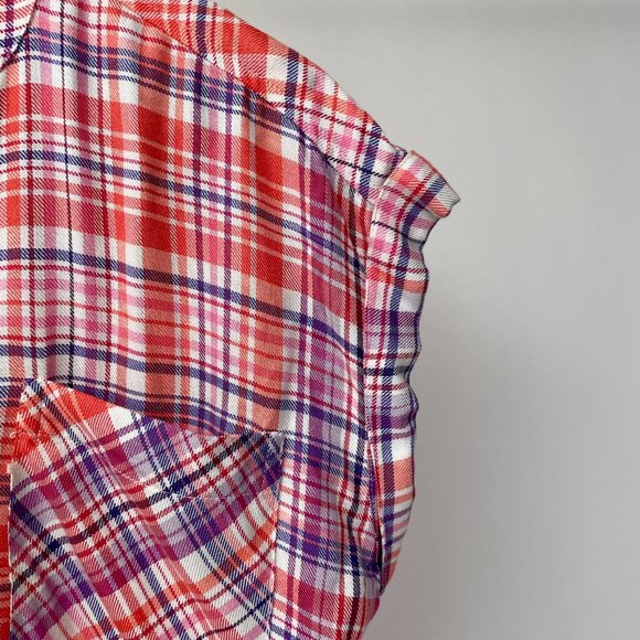 GAP Red and Purple Plaid Women's Top - Picture 2 of 6